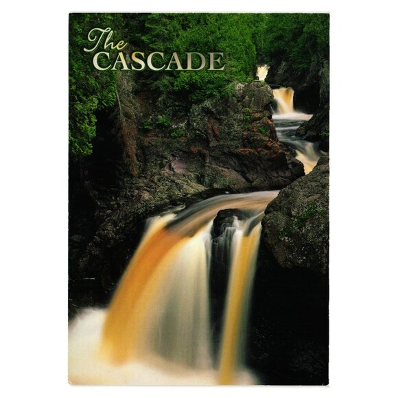 Cascade River Gorge Lake Superior Postcard Tom Algine Waterfall Nature Roadside - Picture 1 of 2